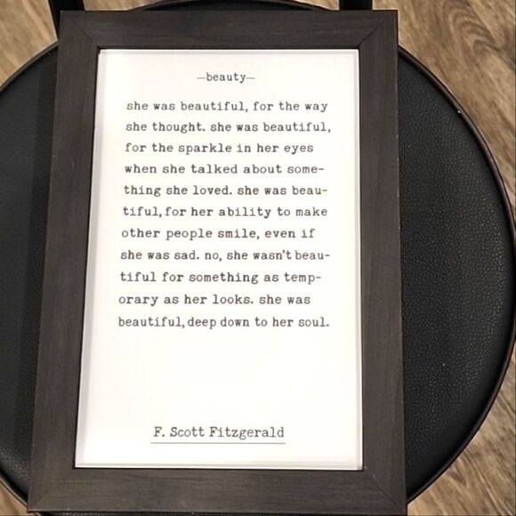 Petal Lane Homes "Beauty" Scott Fitzgerald Wooden Framed Wall Decor - Picture 3 of 7